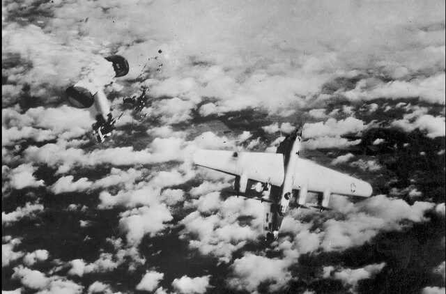 Photo of a crashing B-24 Liberator
