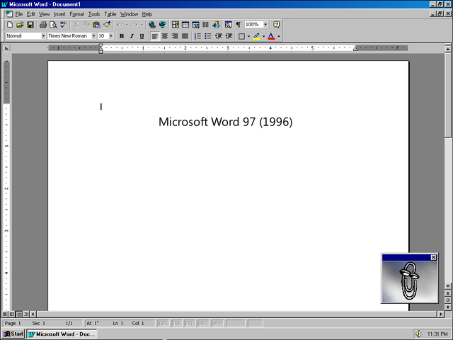 Screenshot of Word 97